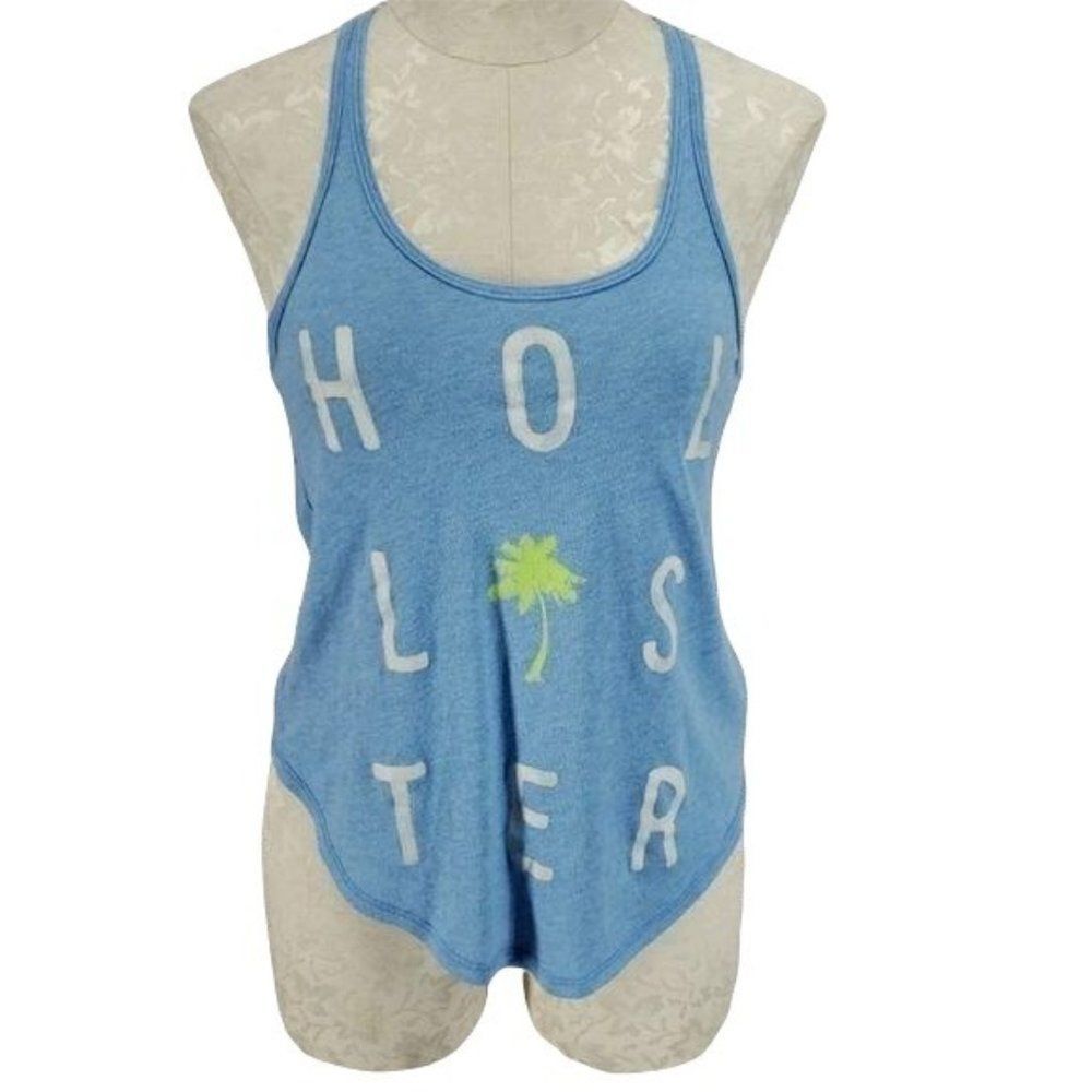 Hollister Womens Light Blue Racerback Palm Tree Tank top Size XS